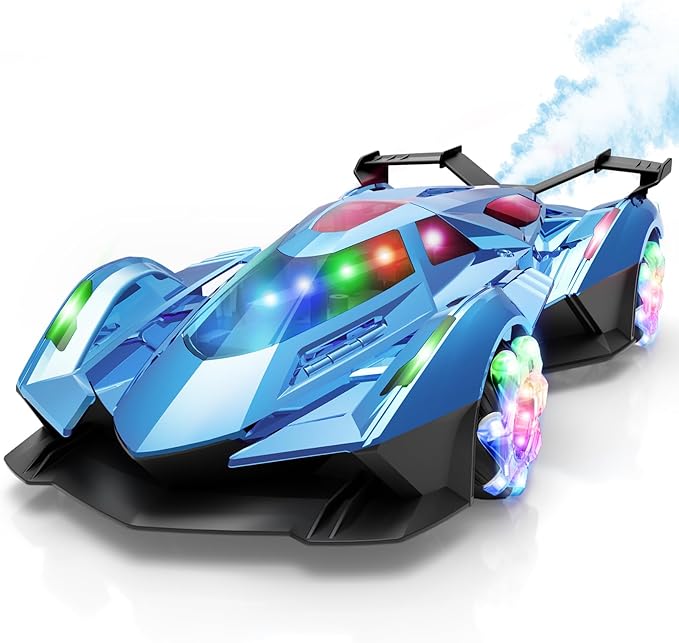 SASBSC Lamb Remote Control Car for Boys 4-7 8-12 Drift Rc Cars with 360° Rotation Spray Music &amp Lights 1:12 Rechargeable Rc Car Toys 10-12km/h Sport Race Toy Cars Gifts for Kids (Blue)