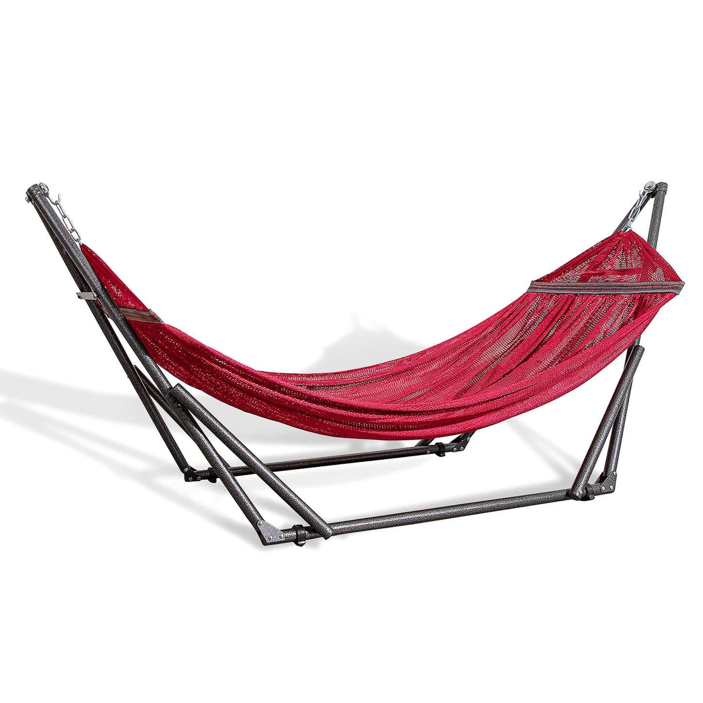 Best Home Fashion Portable Hammock with Collapsible Steel Stand, 600 lbs Capacity, No Tools Assembly, Carrying Bag Included, Perfect for Indoor Outdoor Backyard Patio Camping Beach, 2 Person, Red