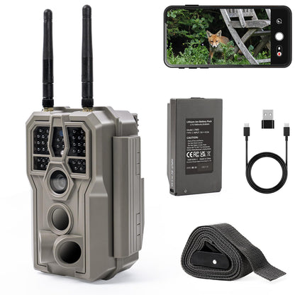 GardePro E8 2.0 Pro WiFi Bluetooth Trail Camera (Non-Cellular) – Triple-PIR Motion Sensor, Dual Antennas for Stable Connection, 4K Video, Rechargeable Battery, On-Site Viewing, Motion Activated