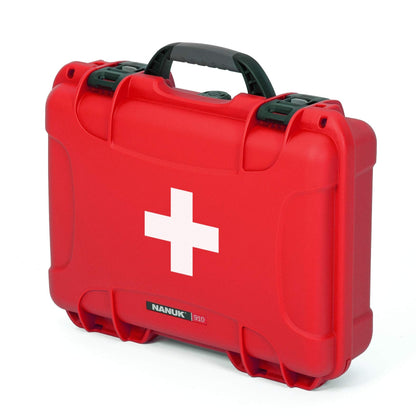Nanuk 910 Waterproof First Aid Prepper Survival Gear Dust and Impact Resistant Case - Empty - Red, 910-FSA9 & Foam Inserts (3 Part) for 910 Case