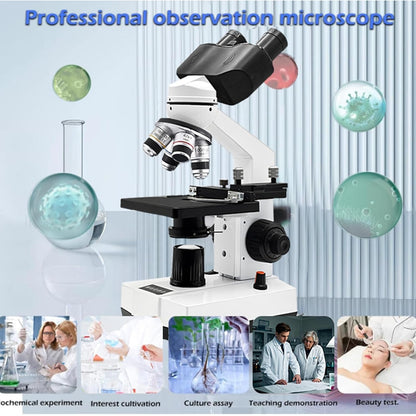 sino optical Adult Student Compound Binocular Microscope - 40X-5000X High-Magnification Large-Field Professional Biological Microscope, Suitable for Schools, Laboratories, and Home Education