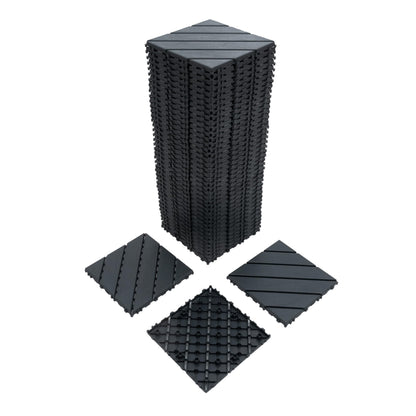 44-Pack Interlocking PP Deck Tiles, 12"x12"x 0.8" Waterproof Flooring, All-Weather Anti-Slip Patio Tiles for Indoor/Outdoor,Poolside, Garden, Balcony, Patio – Easy DIY Installation,Dark Gray C