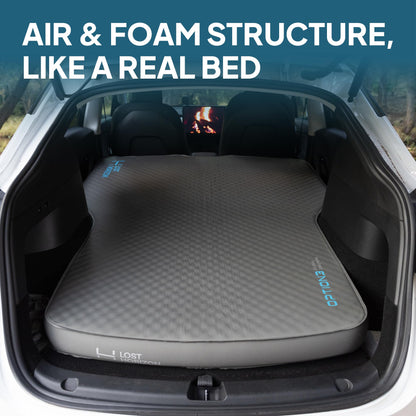Lost Horizon Air & Foam Camping Mattress for Tesla, Self Inflating Sleeping Pad with Air Pump, 4.5" Thick, R-Value 13, Model Y
