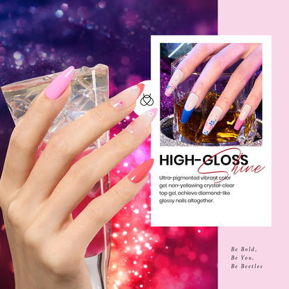 Beetles Gel Nail Polish Kit with U V Light - 80Pcs Fall Nail Fest Color Enchantment 55 Colors Gel Polish Starter Kit with Base Top Coat DIY Nails Stickers Manicure Tools Gift for Women Teens Girls