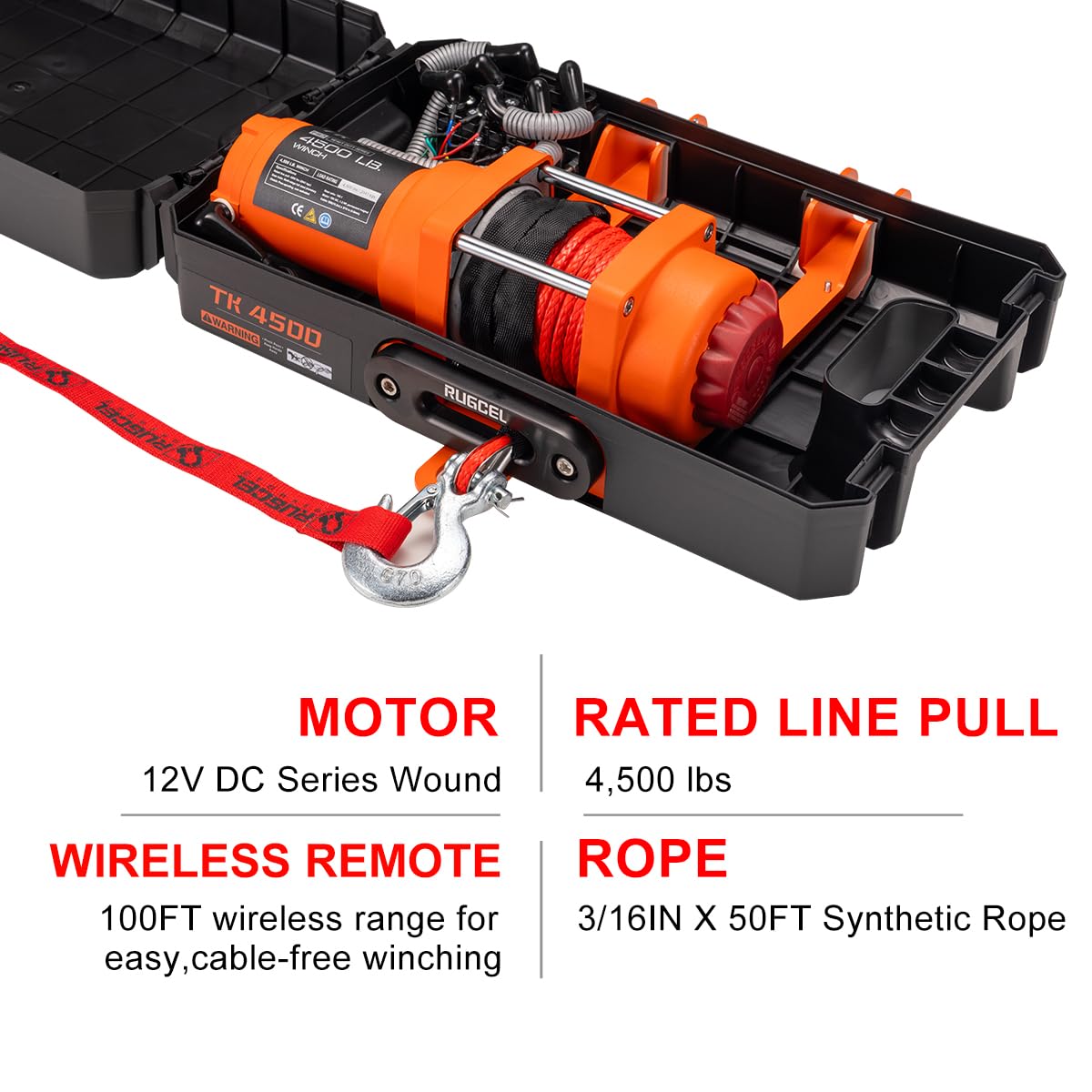 Portable Electric Winch and Kinetic Recovery Rope Kit