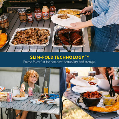 GCI OUTDOOR Slim-Fold Table | Portable Outdoor 4 Person Dining Table, Heat Resistant Aluminum Tabletop, Perfect for Barbecues, Camping, Picnics & Tailgating