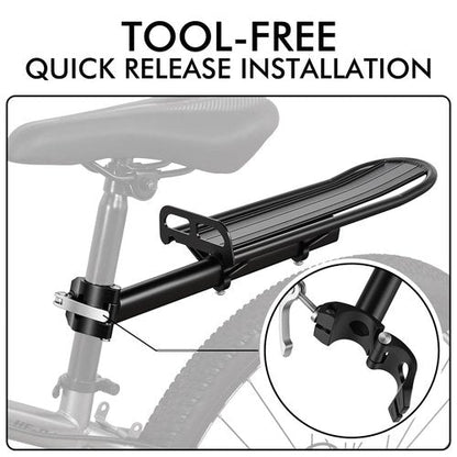 Bike Rear Rack, Adjustable Bike Cargo Rack with Quick Release Clamp Includes Tie Straps