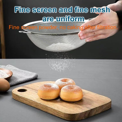 3Pcs Stainless Steel Fine Mesh Strainer Set (Small/Medium/Large) – Metal Sieve Sifter with Handle, Ideal for Rice/Juice/Quinoa/Flour, Kitchen Baking & Straining Tools