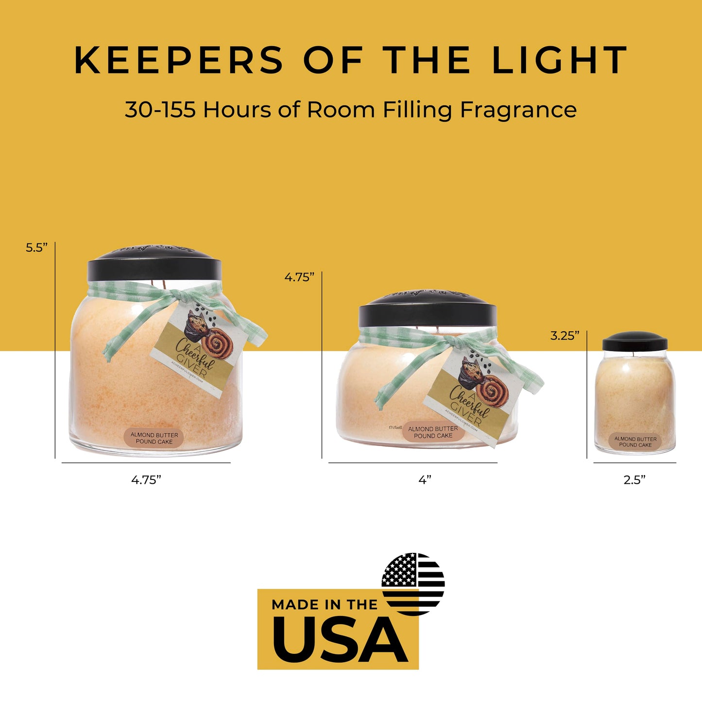 A Cheerful Giver - Almond Butter Pound Cake Baby Scented Glass Jar Candle (6oz) with Lid & True to Life Fragrance Made in USA
