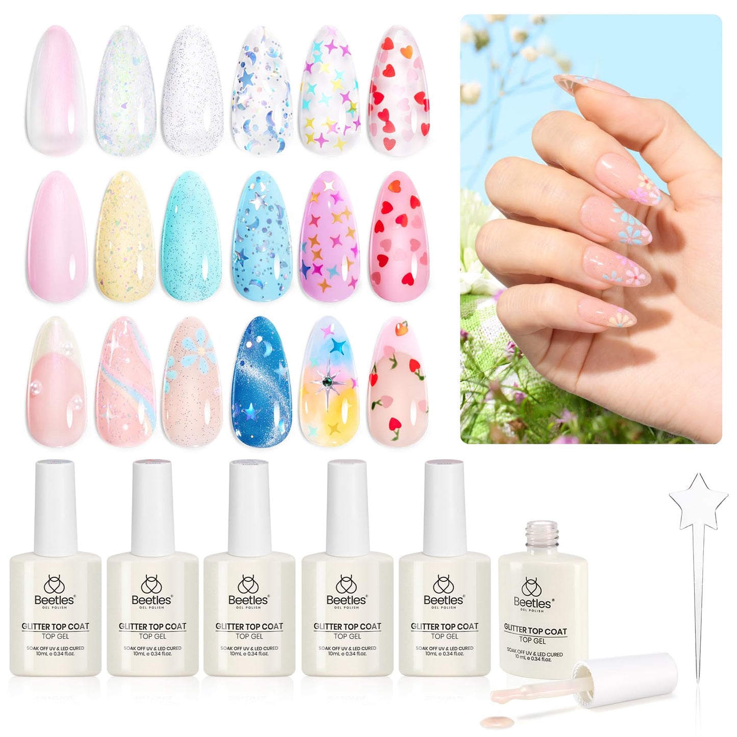 Beetles Nail Prep Kit Nail Dehydrator and Primer Nail Care Tool Kit 20ml Large Capacity Acid-Free & Hema-Free Dehydrate Bond Primer with Manicure Tools for Acrylic Nail Gifts for Women