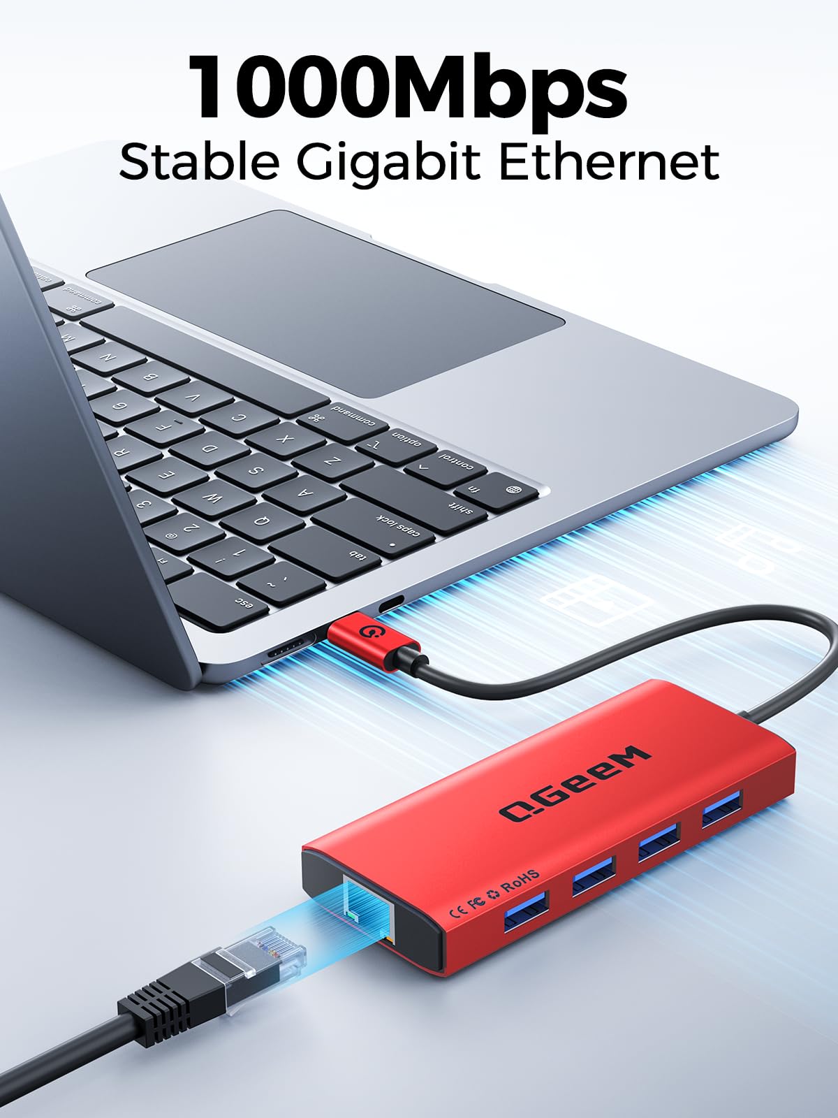 QGeeM USB C Hub Ethernet,9 in 1 USB Type C Hub HDMI Multi-Port Converter Adapter,100W Pd, USB 3.0,SD/TF Card Reader,Compatible for MacBook Pro Air Ipad HP Dell Lenovo Chromebook etc.