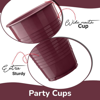 Party Solids Burgundy Plastic Cups - 12 oz, Pack Of 100