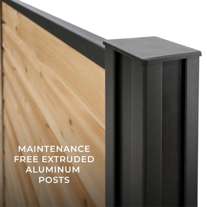 Backyard Discovery 8' x 6' Cedar Wood Outdoor Privacy Screen Wall with Durable Aluminum Metal Posts, Easy Assembly, Decorative Privacy Fence Panel for Secluded Deck, Patio, Balcony, Terrace, Hot Tub