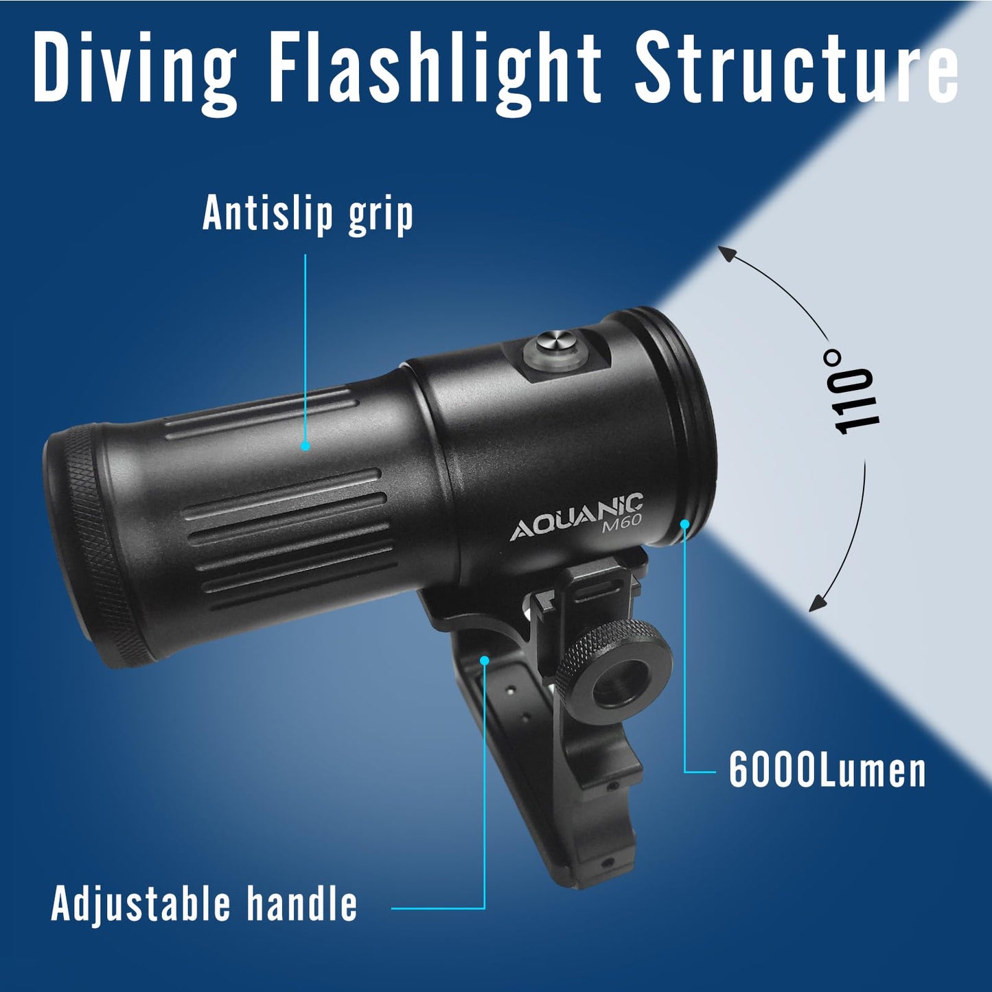 nitescuba M60 Scuba Diving Flashlight 6000 Lumens Underwater Diving Light,Dive Light Rechargeable with USB-C Charging,IP68 Waterproof Night Dive Torch(100m/330ft)
