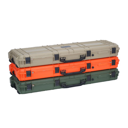 MEIJIA Portable IP67 Waterproof All Weather Hard Rifle Case with Rolling Wheels,Customizable Fit Foam Inserted,Soft Grip Handle,53x16.14x6.1inches (Desert Tan)