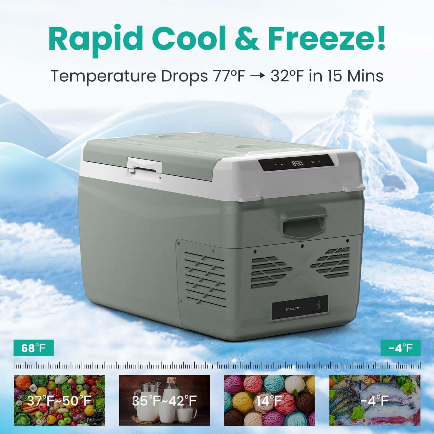 Alpicool Electric Cooler for Car Refrigerator 12 Volt Car Fridge 29 Quart Portable Freezer for Truck SUV RV Van Camper,Camping Boat Travel,-4~68°F (12V 240V, GC30)