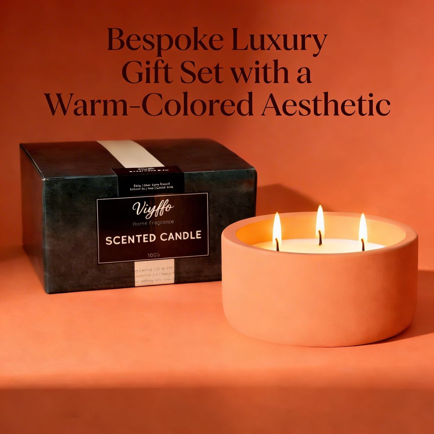 Viyffo 20oz Large Scented Candle – Pumpkin Spring Spice, 3 Wick Candles for Home Scented, Non Toxic Soy Candle for Women and Men, Orange Decorative Ceramic Jar, Luxury Home Décor & Warm Birthday Gift