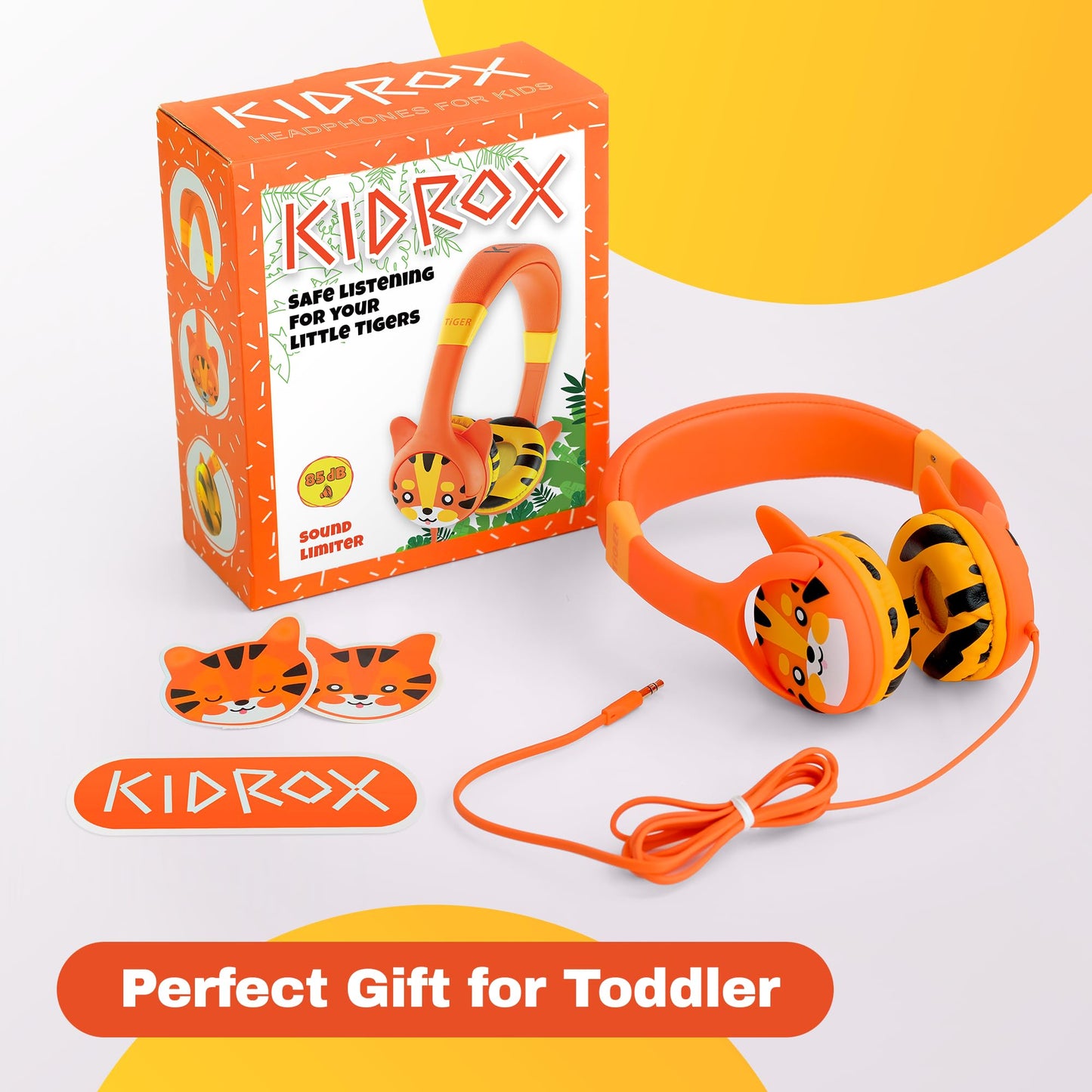 Kidrox Wired Toddler Headphones for 1-7 Years Old — 85dB Volume Limited Baby Headphones for Plane and Car Travel — Children Headset for Airplane, iPad and Tablet, Kids Headphone with Cord for Children