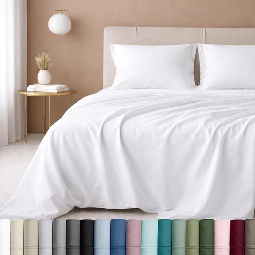 California Design Den Twin Sheet Set - Luxury 600 Thread Count 100% Cotton Sateen, Snug Fit - White