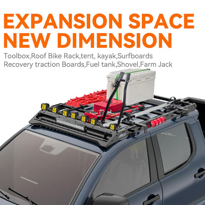 Titan Series Heavy Duty | Roof Rack for 4th Generation Compatible with only 2024, 2025, 2026 Tacoma/TRD Pro Version Double Cab 4 Door Pickup | with Handle/Side Awning Stand | No Drilling Installation