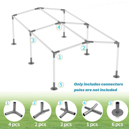 ICITYWALL 6 Leg Carport Kits，Low Peak Canopy Fitting Kit with 1-3/8" ID, Galvanized Steel Carport Connectors, shed Frame kit DIY Project