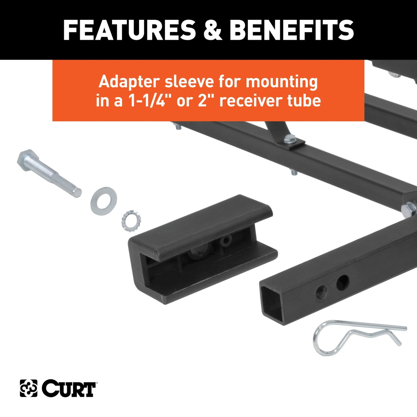 CURT 18145 Cargo Basket Hitch Trailer Hitch Cargo Carrier, 500 lbs. Capacity, 46-1/2-Inch x 17-1/2-Inch x 5-1/2-Inch, Fits 1-1/4 or 2-Inch Receiver