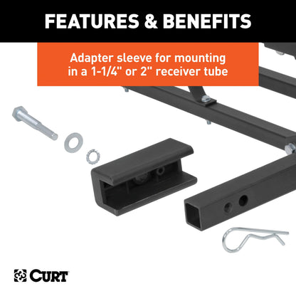 CURT 18145 Cargo Basket Hitch Trailer Hitch Cargo Carrier, 500 lbs. Capacity, 46-1/2-Inch x 17-1/2-Inch x 5-1/2-Inch, Fits 1-1/4 or 2-Inch Receiver