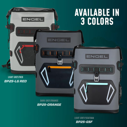Engel BP25-GSF 25 Quart Roll-Top High Performance Backpack Cooler Dark Gray/Seafoam