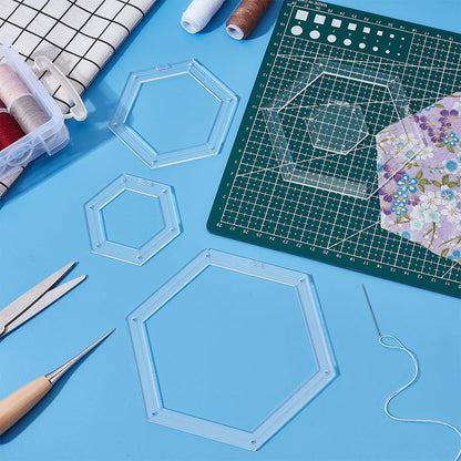 AHANDMAKER 5 Pieces Hexagon Quilting Templates 2 Inch, 3 Inch, 4 Inch, 5 Inch, 6 Inch Acrylic Quilting Templates Hexagon Acrylic Patchwork Rulers for Crafting Sewing Quilt Making Patchwork