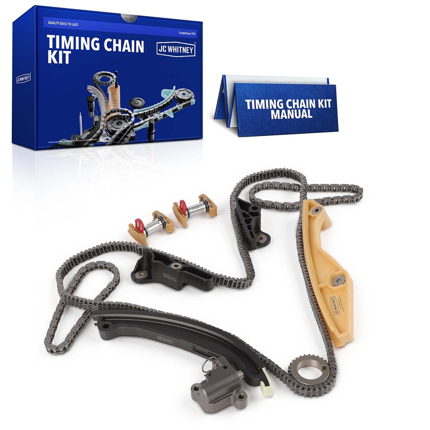 JC Whitney JFBAJCWTCK00039 Engine Timing Chain Kit with Tensioner - Fits DOHC V6 3.5L 3.7L - Compatible with Ford F-150 11-16, Expedition 15-17, Lincoln Navigator 15-17