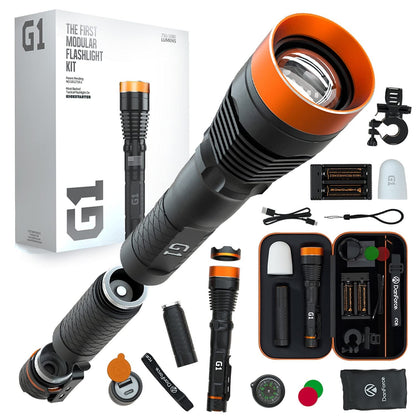 DanForce Rechargeable LED Flashlight - Worldwide Patent, Gift Idea for Him or Her, Tactical FlashLight, World's First Modular Flashlight, High-Power 1080 Lumens, (G1)