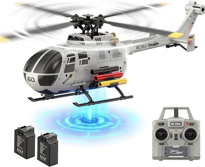 C186S Upgraded Version 6CH Remote Control Helicopter for Adults 14y+ Beginner Expert Aileronless BO-105 Air Pressure Hold Optical Flow Position Aerobatic Flight 6-Axis Gyroscope (Grey 2 Batteries)