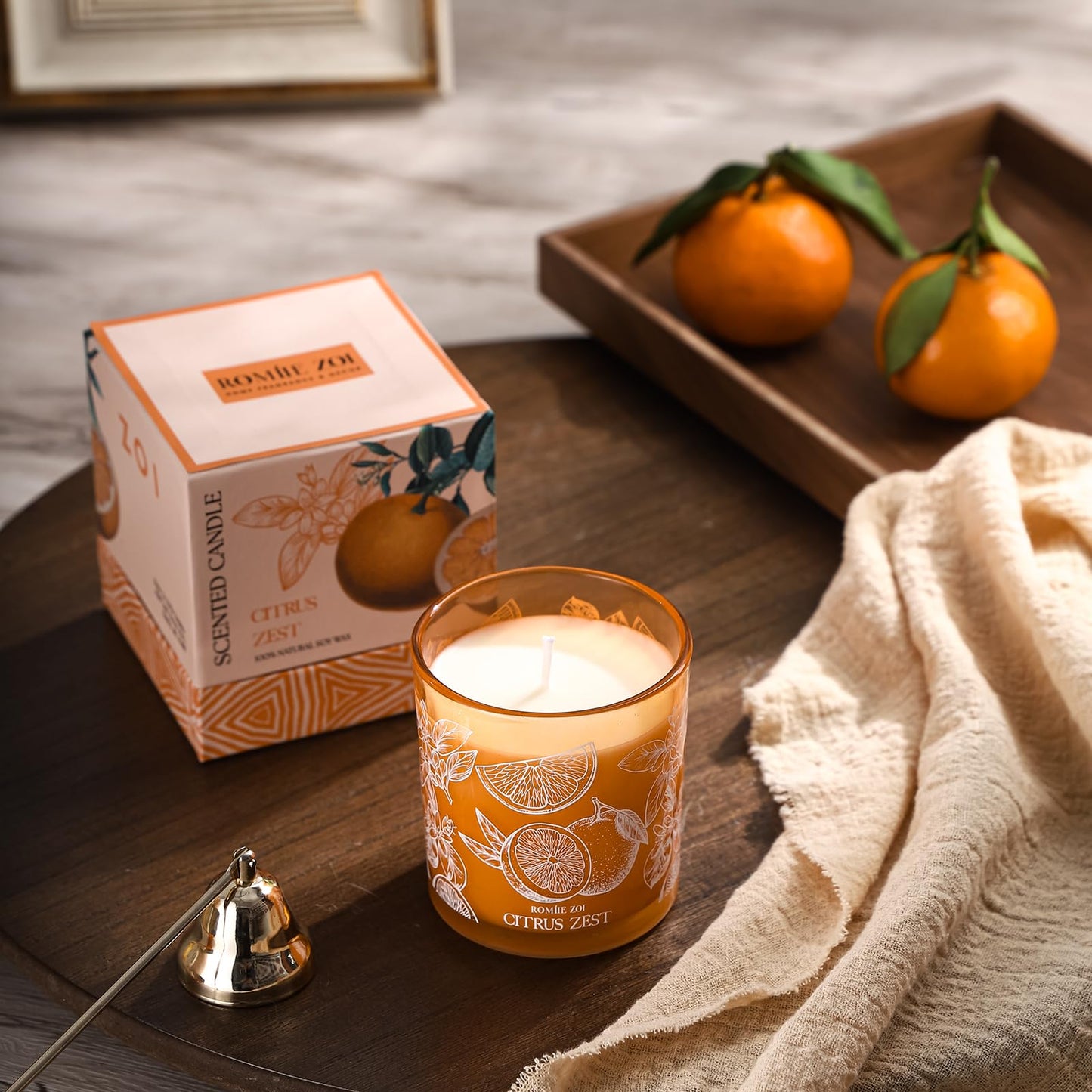 ROMIIE ZOI Scented Candle - Citrus - 6oz Aromatherapy Soy Wax Jar Candle for Home, Gifts for Women - 170g