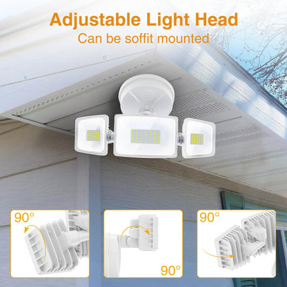 Onforu 3 Packs 75W LED Security Light, 7000LM Outdoor Flood Lights Fixture with 3 Adjustable Heads, IP65 Waterproof, 6500K White Brightness Exterior Wall Mount Security Light for Eave, Yard(White)
