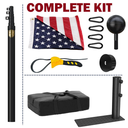 IIOPE 25FT RV Telescoping Flag Pole Kit, Heavy Duty 11-Gauge Aluminum Flagpole with Tire Mount Base, Portable Flag Kit for Camping, Tailgating, Trailer, and Outdoor Use