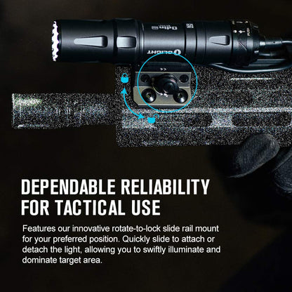 OLIGHT Odin Mini Ultra Compact MIok Tactical Flashlight, 1250 Lumens 14400 Candela 240 Meters Rechargeable Weaponlight for Hunting Outdoor Use with Remote Pressure Switch and Slide Rail Mount