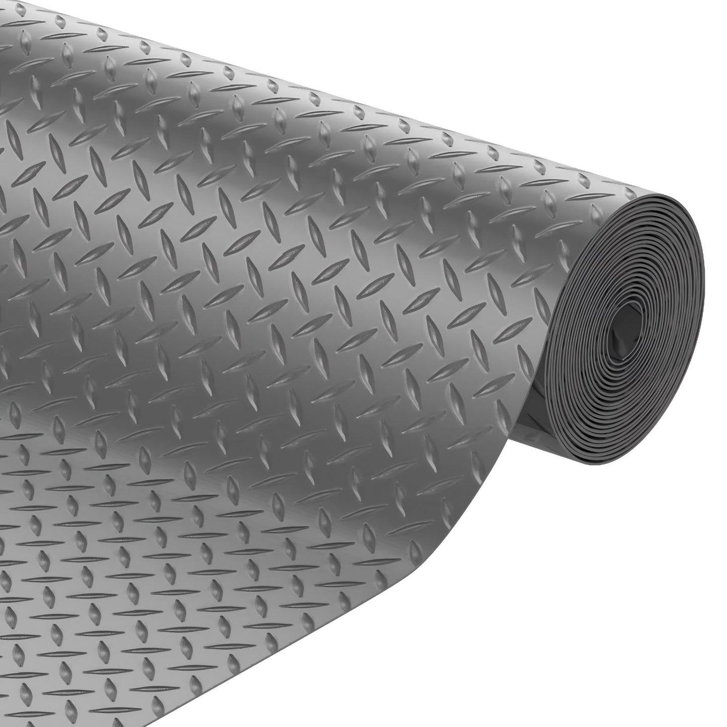 FAHKNS 8.1x21 FT Garage Floor Mat, Diamond Plate PVC Flooring Roll 2.8mm Thickened Garage Mats for Under Car, 170 SQFT Heavy Duty Non-Slip Rubber Floor Parking Mat for Trailer SUV Basement Gym (Grey)