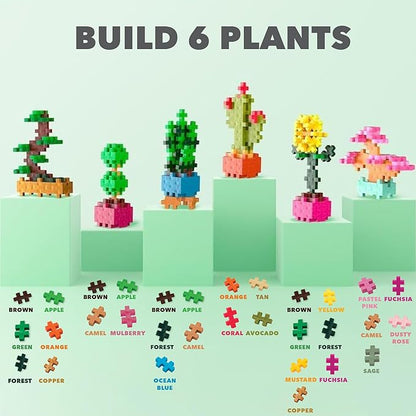 PLUS PLUS Playful Plant Packets 3D Puzzle Building Block Set 300 Mini Interlocking Pieces Fun Activies for Kids - 6 Pack