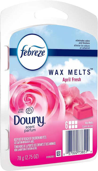 Febreze Odor-Fighting Wax Melts Air Freshener Refills with Downy Scent, April Fresh, 6 count