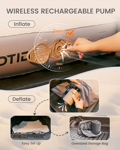 Inflatable Truck Bed Mattress for Tacoma Truck Air Mattress 5ft-5.5ft for Mid-Size Pickup with Detachable Tailgate Extension, Honda Ridgeline Jeep Gladiator JT,Space-Optimized Design, Built in Pump