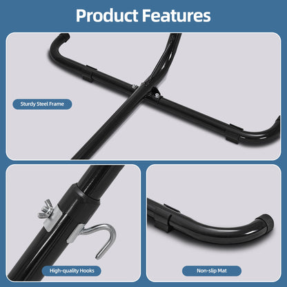 Homgava Universal Double Hammock Stand, Heavy-Duty Hammock Stand for Outside, 440-Pound Capacity, Indoor and Outdoor Portable Hammock Stands for Backyard Camping Beach, Black
