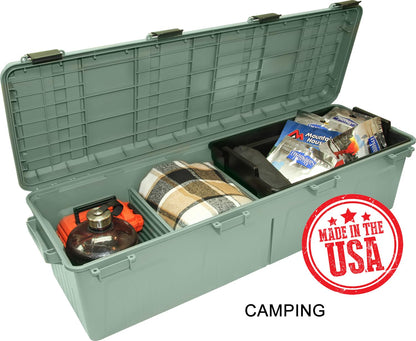MTM MGC - The Mule Mobile Gear Crate, Storage for Hunting & Outdoor Gear, Shooting Supplies, Camping Accessories, Water-Resistant, Stackable, 81 Qts Capacity, 43.5”x14.7”x11.5”, USA Made, Army Green
