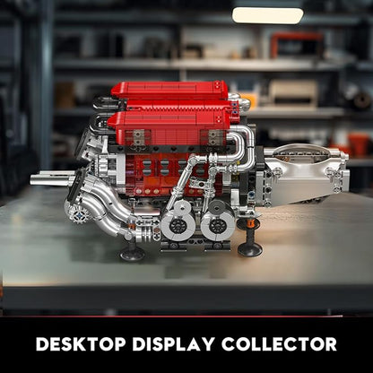Mould King W16 Engine Model Kits - Build Your Own Supercar Engine Toy MOC Engineering Building Blocks Set That Run Twin V8 Engine Building Kits with Motor STEM Toy for Teen Adult(955 Pieces)