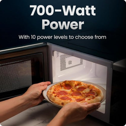 Chefman Microwave Oven - 0.7 Cu. Ft. Compact Design, 700 Watts, 10 Power Levels, Child Safety Lock - Black