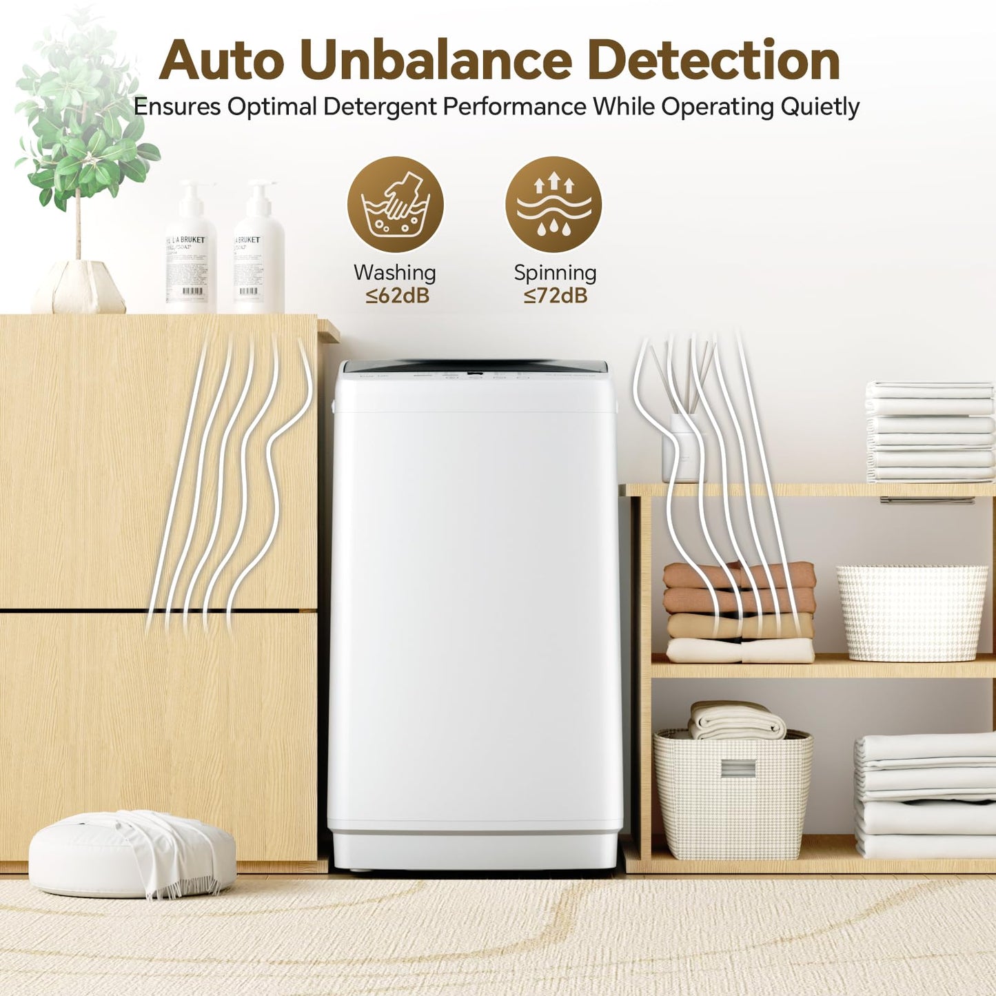 KMFurnila Portable Washing Machine, 1.06 Cu.Ft. Full-Automatic Laundry Machine with Child Safety Lock, 10 Wash Cycles & 3 Water Levels, 7.7 LBS Compact Washer for Apartment Dorm RV Camping, White