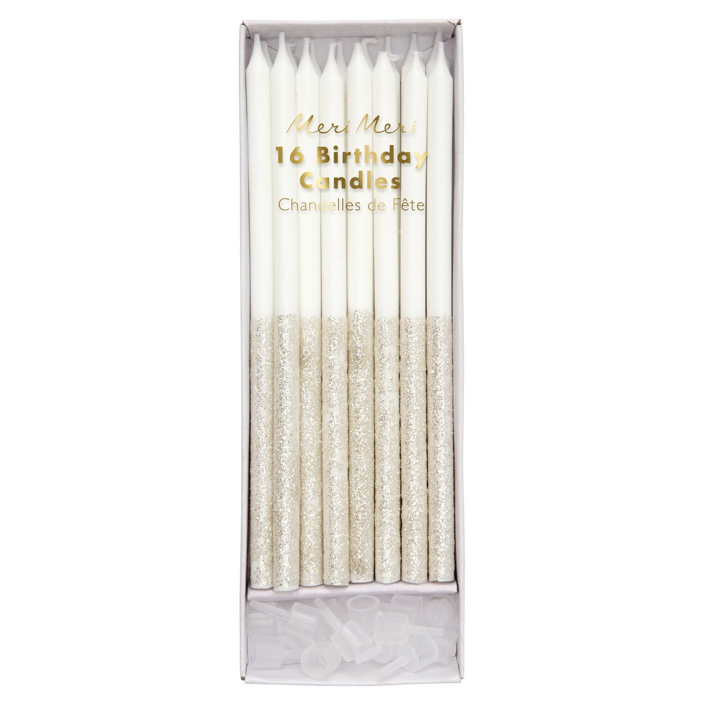Meri Meri Glitter Dipped Birthday Candles for Cake (Pack of 24), 5.75" Tall, Unscented Meri Meri Candles