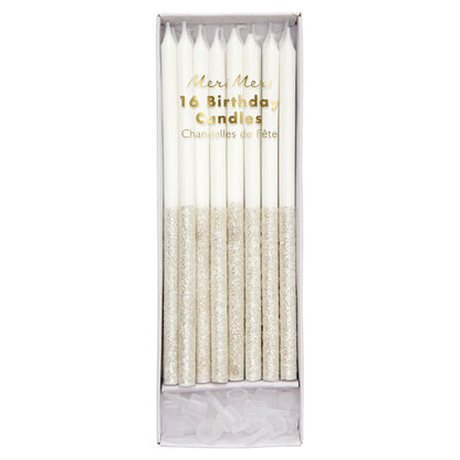 Meri Meri Glitter Dipped Birthday Candles for Cake (Pack of 24), 5.75" Tall, Unscented Meri Meri Candles