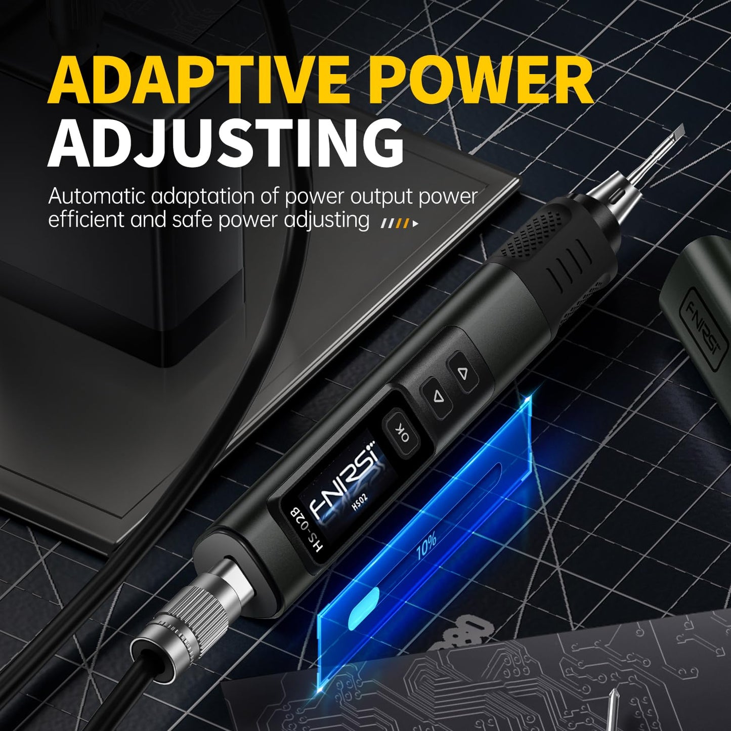 FNIRSI HS-02B 100W Portable Corded Soldering Iron Kit with Storage Case, 2S Fast Heating, 212-842℉, Pre-set 3 Groups Temperature, 3 210 Soldering Tips, Smart Soldering Iron Pen for Electronics Repair