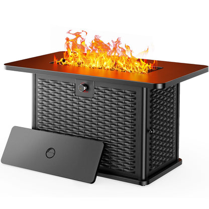 Ciays 43-Inch Rectangular Propane Fire Pit with 60,000 BTU Output, Gas with Rocks, Table CSA-Certified 2 in 1Table Gatherings Parties with 304 Stainless Steel H-Burner