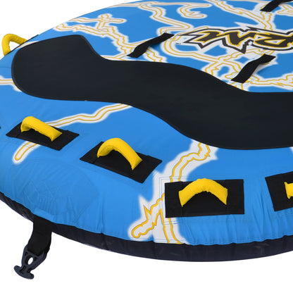 Rave Sports Mega Storm Boat Towable Tube - Inflatable Boating Tube for 1-4 Riders - Heavy-Duty Inflatable Tube for Boats to Pull - Water Sports Towable with Quick Connector Tow Point